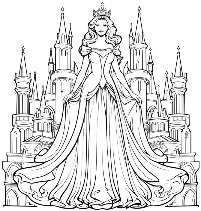 prinzessin-mit-schloss-ausmalbild