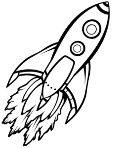 rakete-ausmalbild-mit-flammen-fuer-kleine-kuenstler