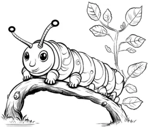 raupe-auf-einem-ast-ausmalbild