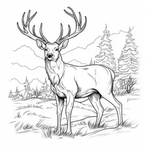 reh-im-wald-ausmalbild-mit-baeumen-und-bergen