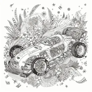 rennwagen-im-floralen-umfeld-ausmalbild