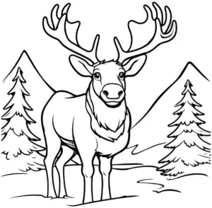 rentier-in-winterlandschaft-ausmalbild
