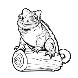 reptil-ausmalbild-auf-einem-baumstamm