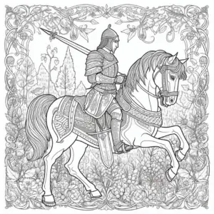 ritter-auf-einem-pferd-mit-lanze-ausmalbild