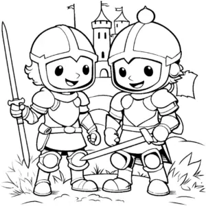 ritter-ausmalbild-mit-schloss-im-hintergrund