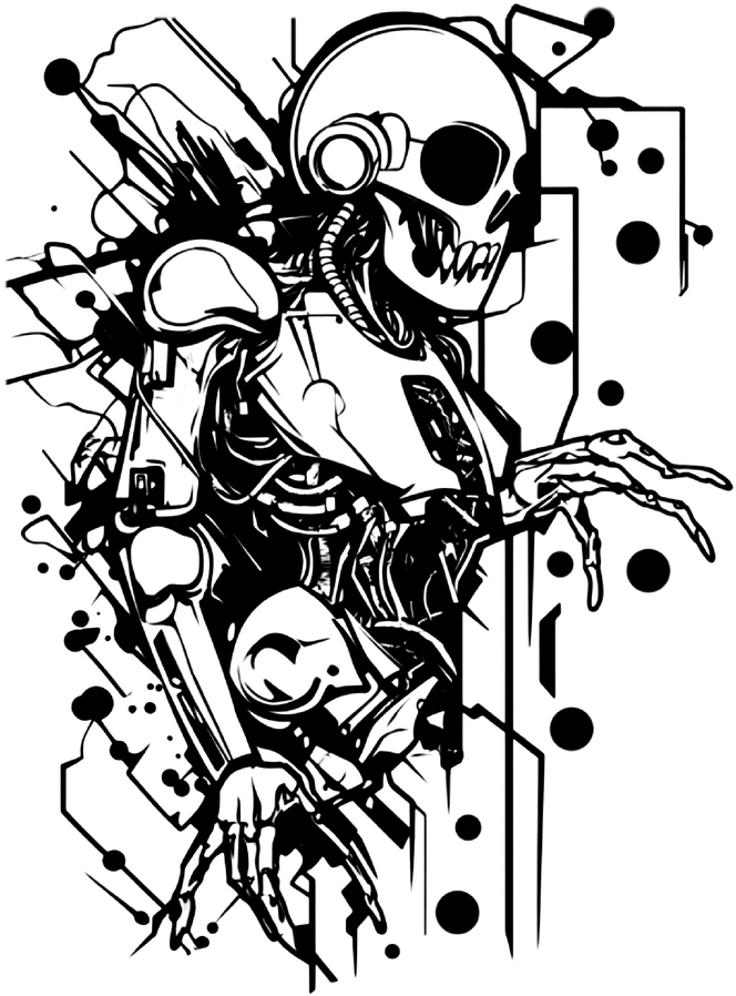 roboter-mit-skelettkopf-ausmalbild