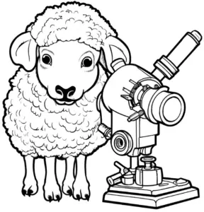 schaf-neben-mikroskop-ausmalbild