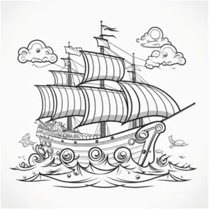 schiff-auf-dem-ozean-mit-wolken-und-wellen