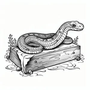 schlange-auf-holzblock-mit-pflanzen