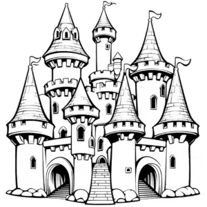 schloss-mit-tuerme-und-zinnen-ausmalbild