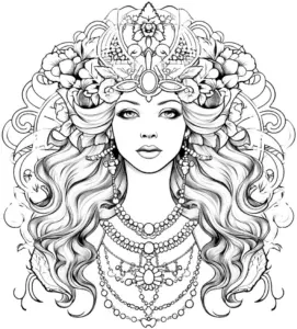 schmuckrahmen-ausmalbild-mit-dekorativer-frau-und-blumenkranz
