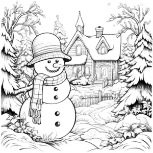 schneemann-ausmalbild-mit-winterlandschaft