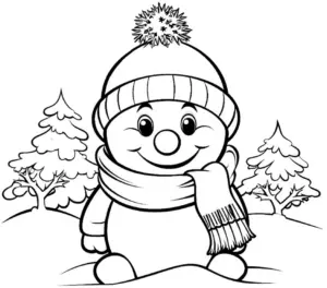 schneemann-im-winter-mit-pompon-und-schal
