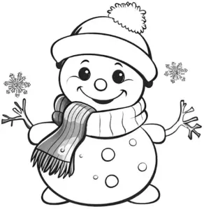 schneemann-mit-hut-und-schal-im-winter