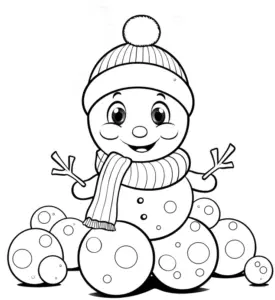 schneemann-mit-schneebaellen-ausmalbild