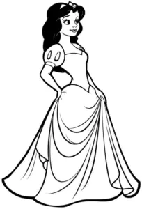 schneewittchen-im-eleganten-kleid-ausmalbild