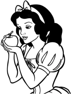 schneewittchen-mit-apfel-ausmalbild-zeichnung