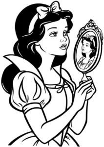 schneewittchen-mit-spiegel-ausmalbild