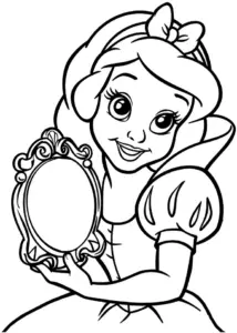 schneewittchen-mit-spiegelrahmen-ausmalbild