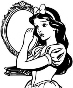 schneewittchen-vor-spiegel-ausmalbild