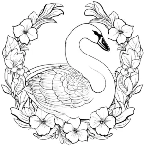 schwan-mit-blumen-ausmalbild-vorlage
