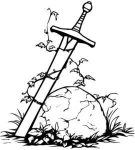 schwert-im-stein-mit-ranken-ausmalbild