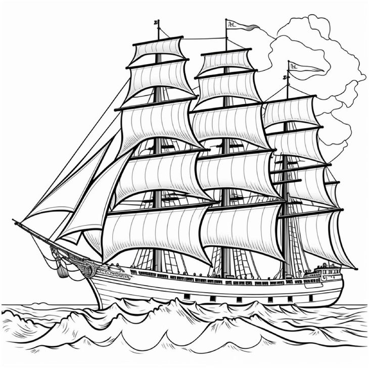 segelschiff-auf-wellen-ausmalbild