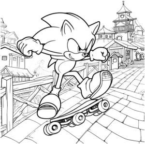 sonic-auf-skateboard-ausmalbild