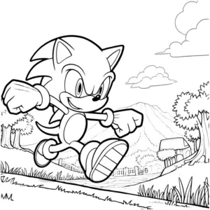 sonic-ausmalbild-mit-fröhlicher-landschaft