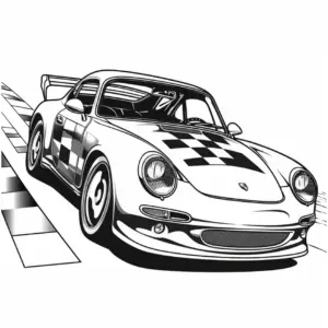 sportlicher-porsche-ausmalbild-mit-rennstrecke