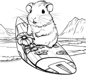 sportliches-meerschweinchen-auf-einem-surfbrett