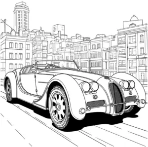 sportwagen-ausmalbild-in-stadtlandschaft