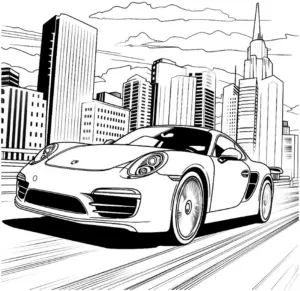 sportwagen-ausmalbild-in-urbaner-umgebung