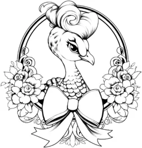 stilisiertes-ausmalbild-pavian-blumenrahmen