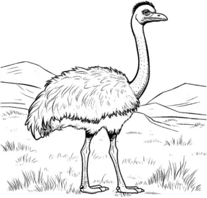 strauss-ausmalbild-mit-federstruktur-in-landschaft