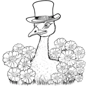 strauss-mit-hut-und-blumen-ausmalbild