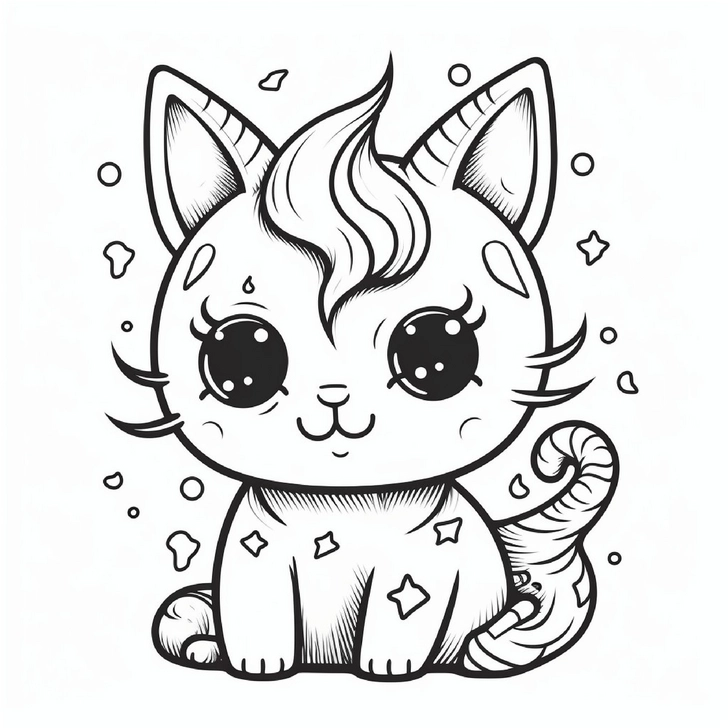 suesse-katze-mit-einhorn-horn-ausmalbild