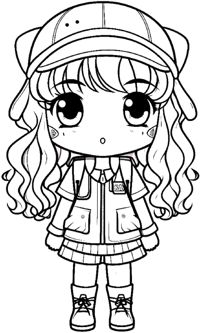 suesses-anime-maedchen-ausmalbild-mit-cap