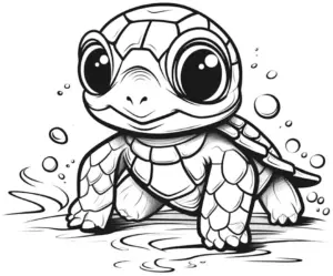 suesseste-schildkroete-am-wasser-ausmalbild
