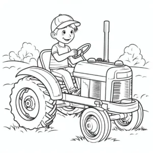 traktor-ausmalbild-fröhlicher-junge-in-der-natur
