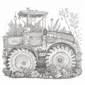 traktor-umgeben-von-pflanzen-blumen