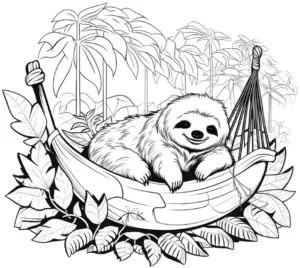 traumhaftes-ausmalbild-eines-faultiers-in-haengematte