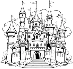 traumhaftes-ausmalbild-mit-schloss-und-tuerme