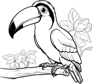 tukan-ausmalbild-mit-pflanzen-und-ast