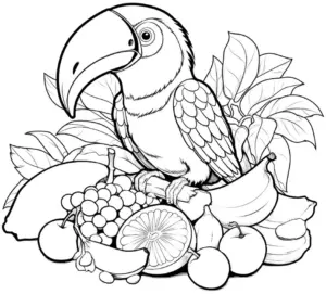 tukan-und-fruechte-ausmalbild