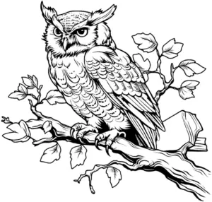 uhu-auf-ast-ausmalbild