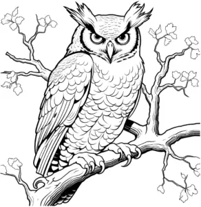 uhu-ausmalbild-auf-ast-mit-detaillierten-aesten