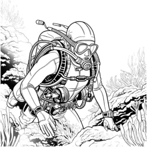 unterwassertaucher-ausmalbild-mit-taucherausruestung