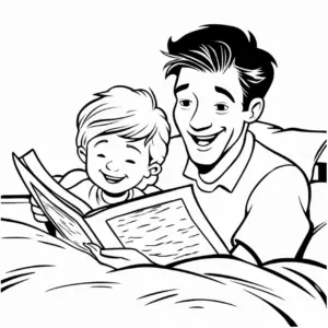 vater-und-sohn-beim-lesen-ausmalbild
