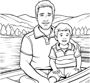 vater-und-sohn-im-boot-ausmalbild